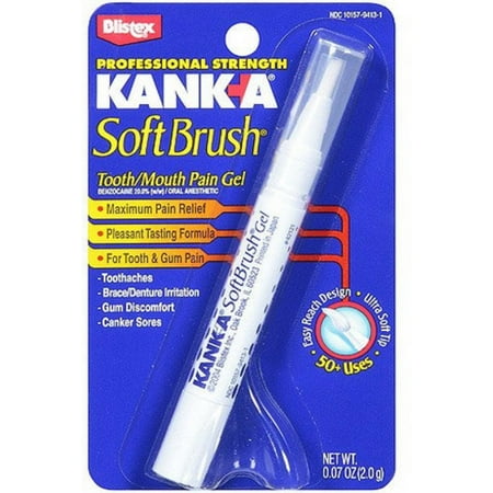 Kank-A Soft Brush Tooth/Mouth Pain Gel Professional Strength 0.07 oz (Pack of 2)