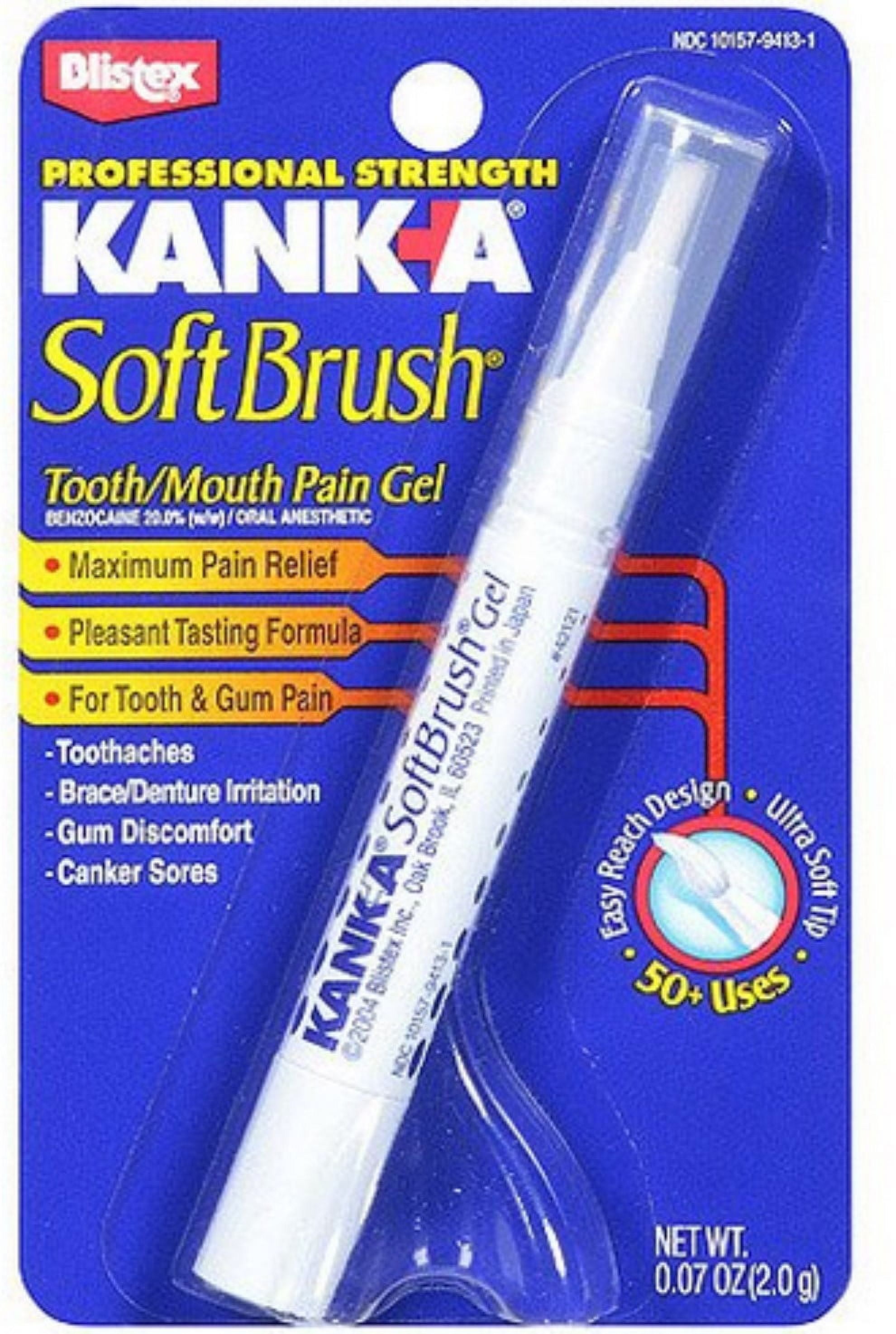 Kank A Soft Brush Tooth Mouth Pain Gel Professional Strength 0.07 oz Pack of 3