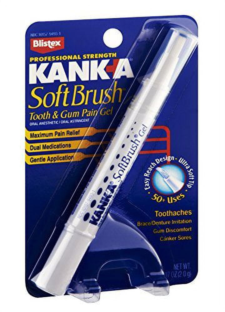 Kank-A Soft Brush Tooth/Mouth Pain Gel Professional Strength 0.07 oz (Pack of 2)