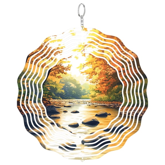 Kankakee River Park 3D Wind Spinner Stainless Steel Kinetic Art Garden Decor Illinois Nature Fishing Gift