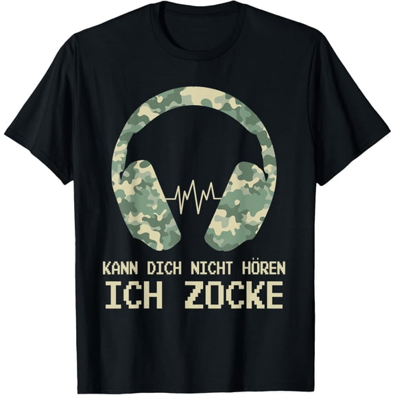 Kann dich nicht h?ren, ich zocke gamer headset camo T-Shirt