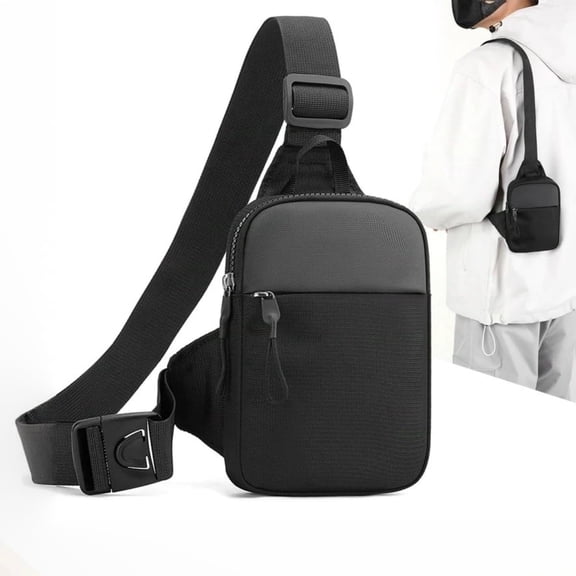 Kannior Crossbody Sling Bag Chest Dual Pocket Water Resistant Pack Running Phone Holder for Men Women Workout Travelling Present(Large Size)