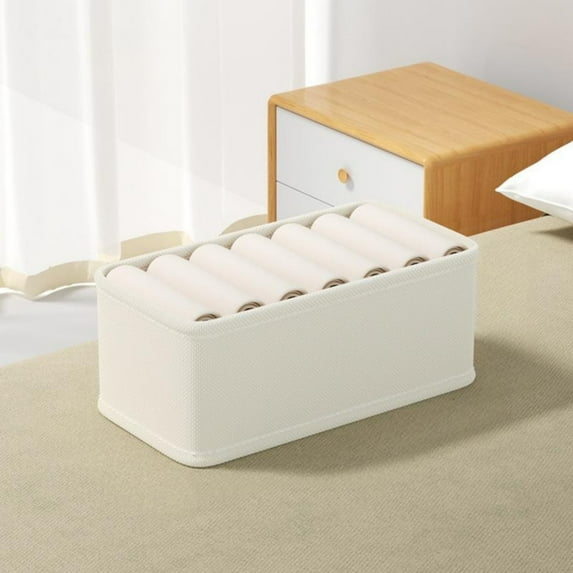 Kannior Large Fabric Drawer Organizer with 7 Compartments, Foldable Closet Organizers and Storage for Clothing Accessories, Beige