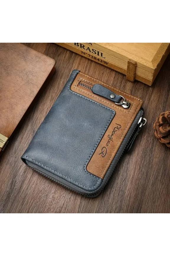 Men's Zipper Wallet, Business Credit Card Holder RFID Lock Pocket, Wallet for Men Large Capacity ID