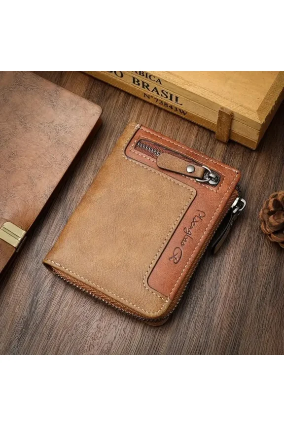 Men's Zipper Wallet, Business Credit Card Holder RFID Lock Pocket, Wallet for Men Large Capacity ID