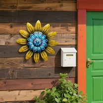 Kannior Metal Flower Wall Decor for Outdoor Garden Fence Durable Floral Metal Wall Art with Vivid Colors Home Decor Sculpture Patio Backyard Garden