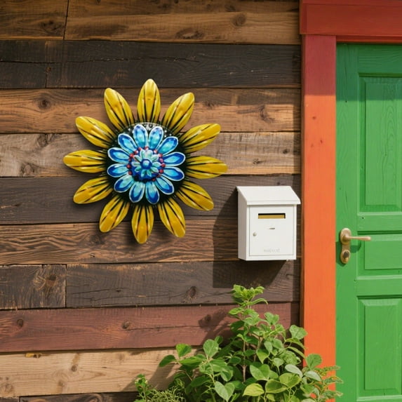 Kannior Metal Flower Wall Decor for Outdoor Garden Fence Durable Floral Metal Wall Art with Vivid Colors Home Decor Sculpture Patio Backyard Garden