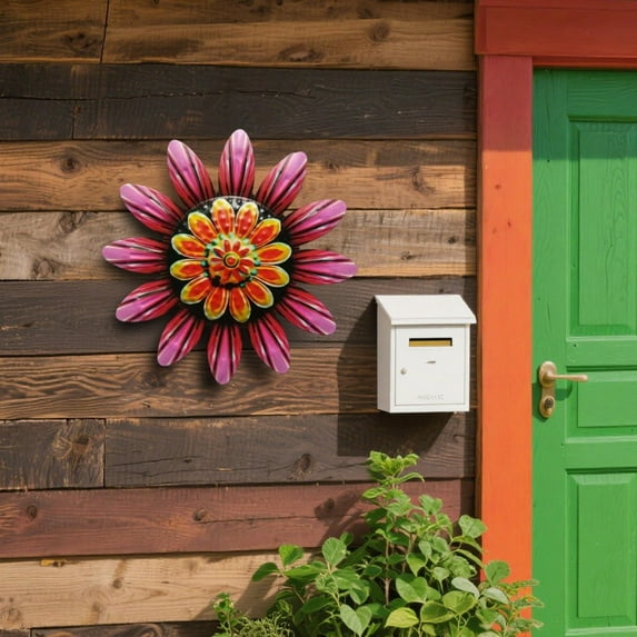 Kannior Metal Flower Wall Decor for Outdoor Garden Fence Durable Floral Metal Wall Art with Vivid Colors Home Decor Sculpture Patio Backyard Garden