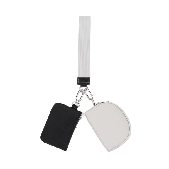 Kannior Mini Zip Around Wristlet Wallet Detachable Dual Pouch Portable for Women Keychain Small Wallet for Men