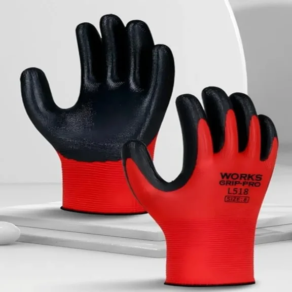 Kannior Nitrile Coated Work Gloves CE Certified Anti Slip Protective Gloves Industrial Mechanical Handling Automotive Repair Household