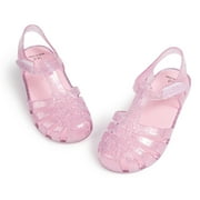 Kannior Toddler Girls Jelly Sandals Soft Rubber Sole Closed Toe Summer Shoes Mary Jane Dress Princess Flat