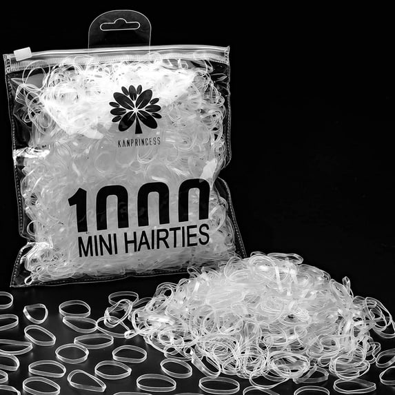 Kanprincess 1000pcs Clear Mini Elastic Rubber Bands,Soft Small Hair Ties Bands for Kids Toddlers Girls,Elastic Hair Ties for Hair Styling Braids Hair Accessories,No Damage Baby Hair Ties(Clear)