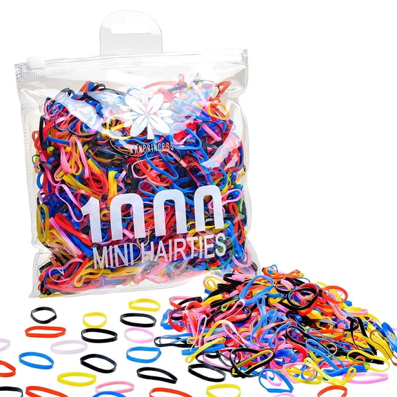 Kanprincess 1000pcs Mini Elastic Rubber Bands,Soft Small Hair Ties Bands for Kids Toddlers Girls,Elastic Hair Ties for Hair Styling Braids Hair Accessories,No Damage Baby Hair Ties(Deep Color)
