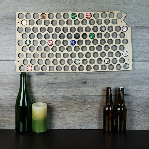 Torched Kansas Beer Cap Map Wall Mount Display Decor Multicolor Count 1