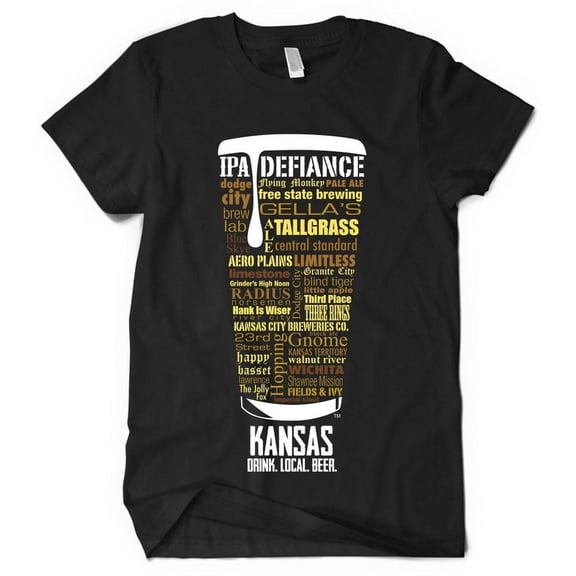 Kansas Breweries Craft Beer T-Shirt - Black - Small - Local Brewery Shirt for Him