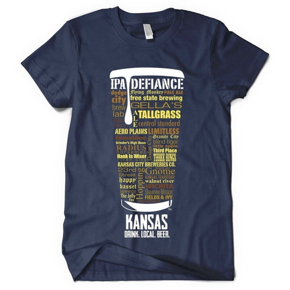 Kansas Breweries Craft Beer T-Shirt - Navy - Small - Local Brewery Shirt for Him