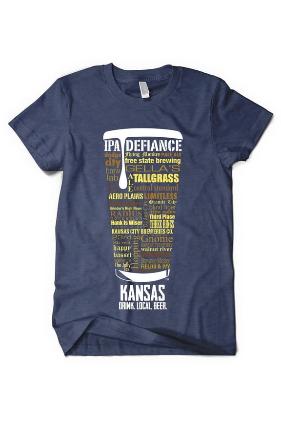 Kansas Breweries Craft Beer T-Shirt - Vintage Navy Blue -3X- Local Brewery Shirt for Him