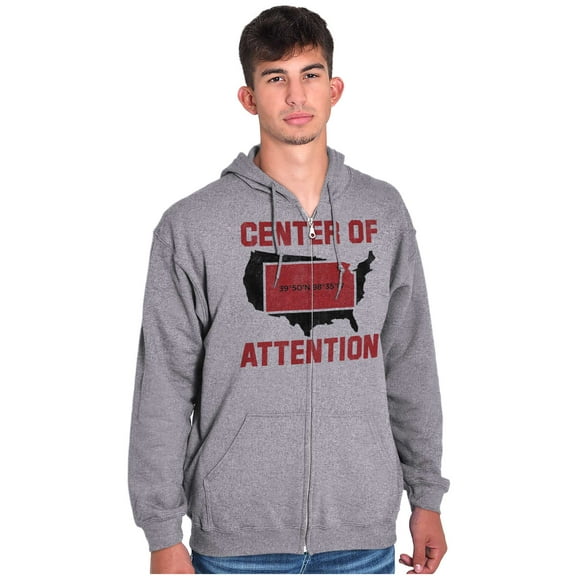 Kansas Center of Attention Heartland Unisex Fleece Graphic Zip Up Hoodie Brisco Brands 5X