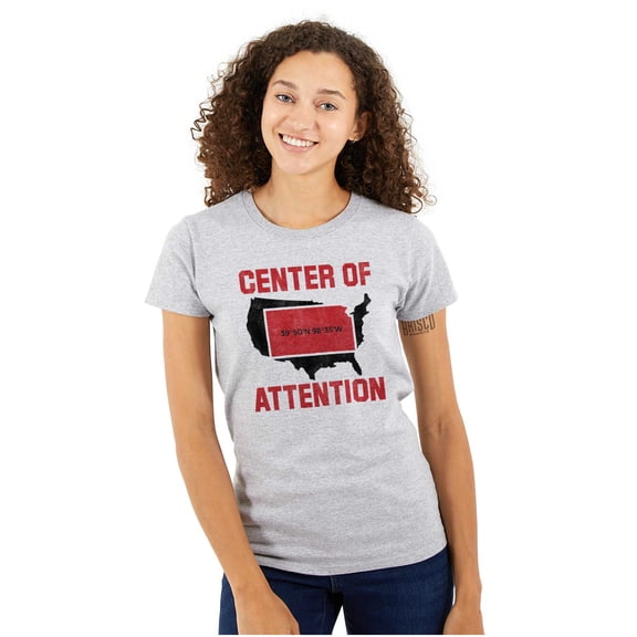 Kansas Center of Attention Heartland Womens Fitted Plus Size Graphic Tee Brisco Brands 2X