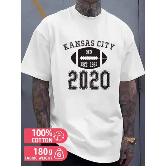 Kansas City 2020 Tee for men white 180G 100% Cotton Breathable fabric,round neck,short sleeves Funny Unisex Shirt Graphic tshirts Vintage Unisex Shirt Crewneck tshirts