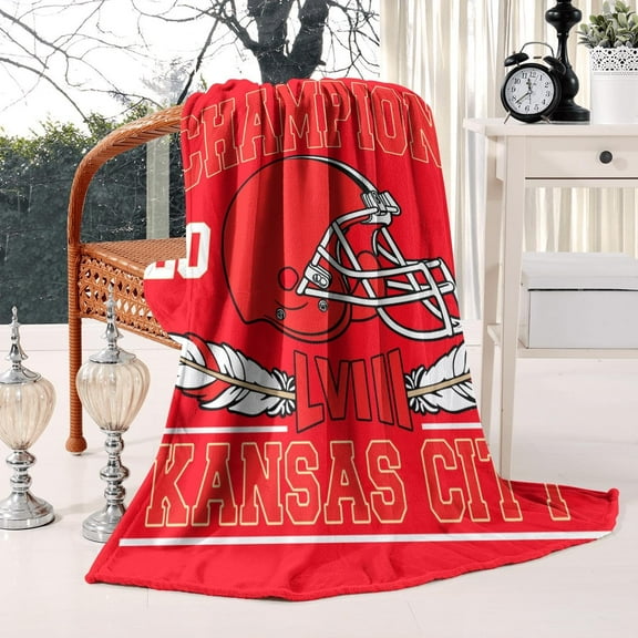 Kansas City 2023 Football Championship Throw Blanket, Soft Flannel Blankets for Football Fans Gifts 50x60 Inch