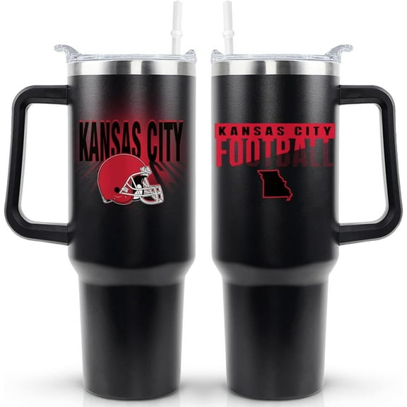 Kansas City 40 OZ Tumbler Cup Gifts for Men Women Insulated Stainless Steel Coffee Travel Mug with Lid and Straw