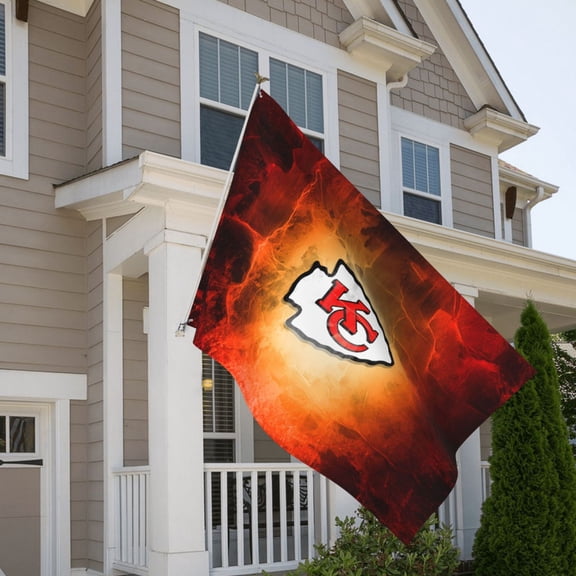 Kansas_City 5x8ft Outdoor Decorative Flag, American Football Team Fan Game Day Support Flag, Lightweight and Drape, Suitable for Strong Winds - All Weather Flag