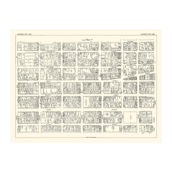 Kansas City Art, 1929 Vintage Map of Downtown Kansas City Missouri, MO History Wall Decor Gift, Old Kansas City Map - 36" x 24" Unframed Print