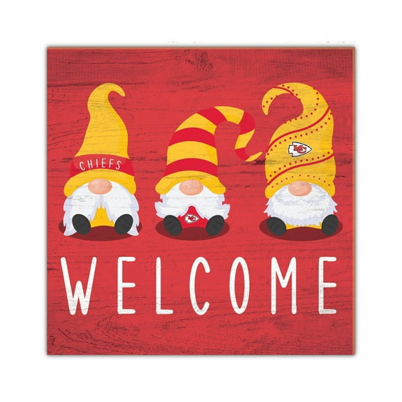 Kansas City Chiefs 10'' x 10'' Welcome Gnomes Sign