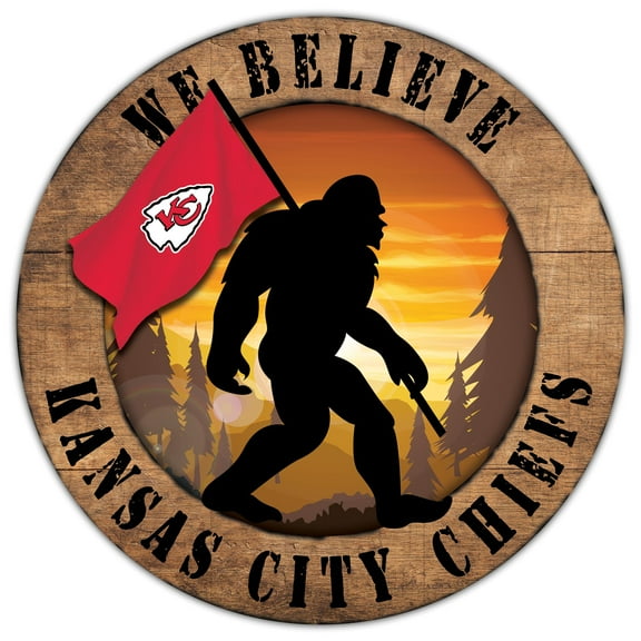 Kansas City Chiefs 12'' We Believe Bigfoot Circle Sign
