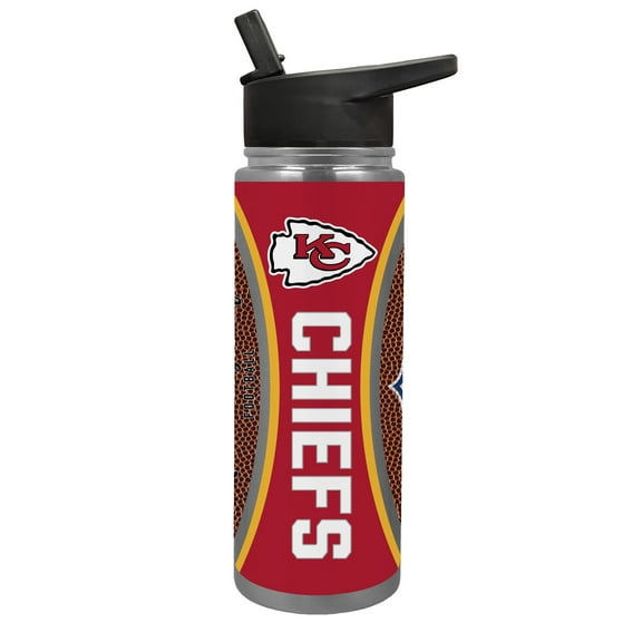 Kansas City Chiefs 24 ounce vacuum insulated stainless steel waterbottle with Gameball graphic