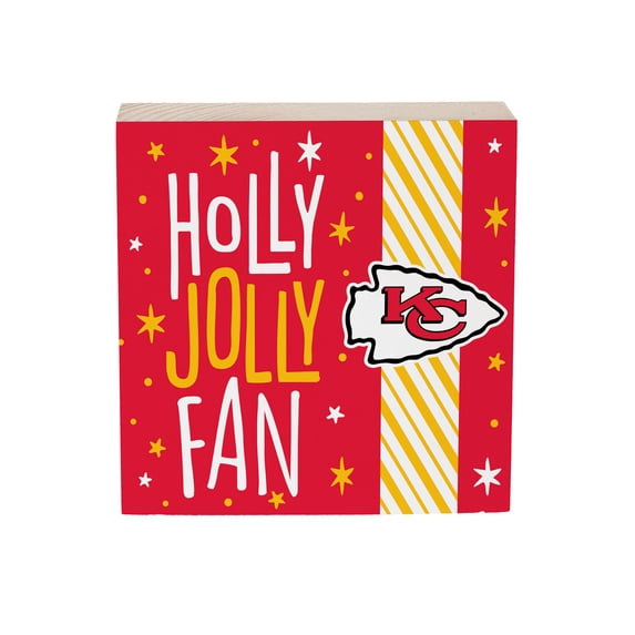Kansas City Chiefs 6" Holiday Wood Plock Shelf Sign