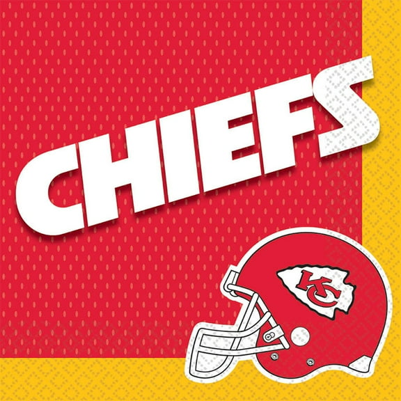 Kansas City Chiefs Football 13" Square Paper Luncheon Napkins, 16 CT, Yellow Red