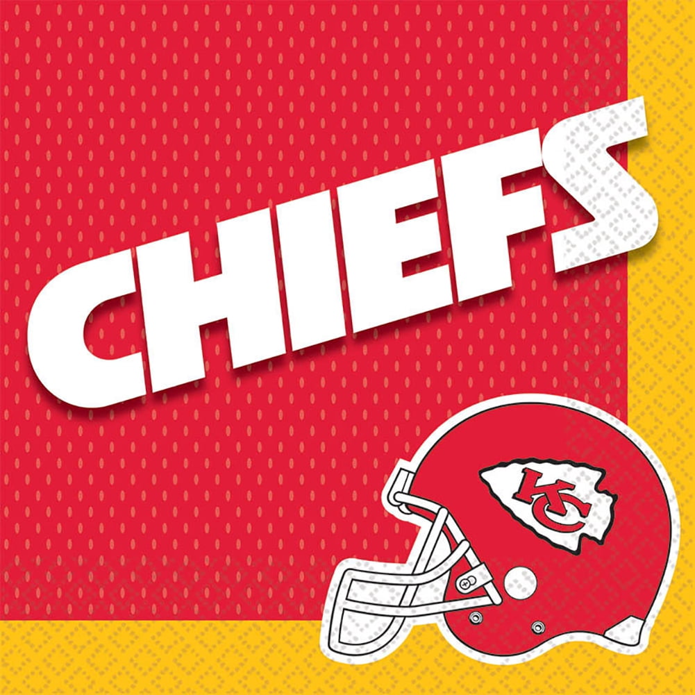 AMSCAN HOLDINGS Kansas City Chiefs Football Square Paper Luncheon Napkins, 16 CT, 13", Yellow Red