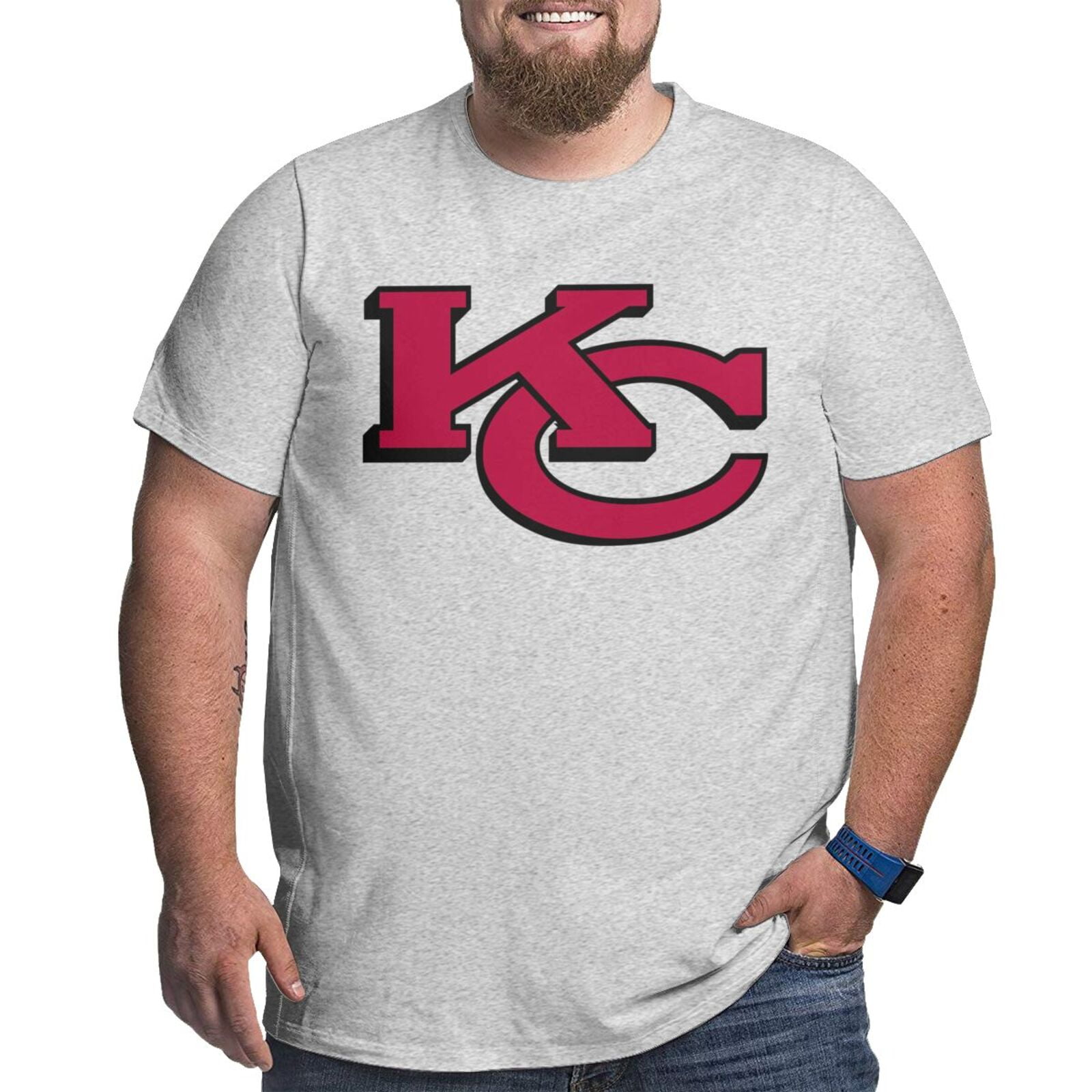 Kansas-City-Chiefs Men'S Cotton, Moisture-Wicking Crew Big Size T-Shirt ...