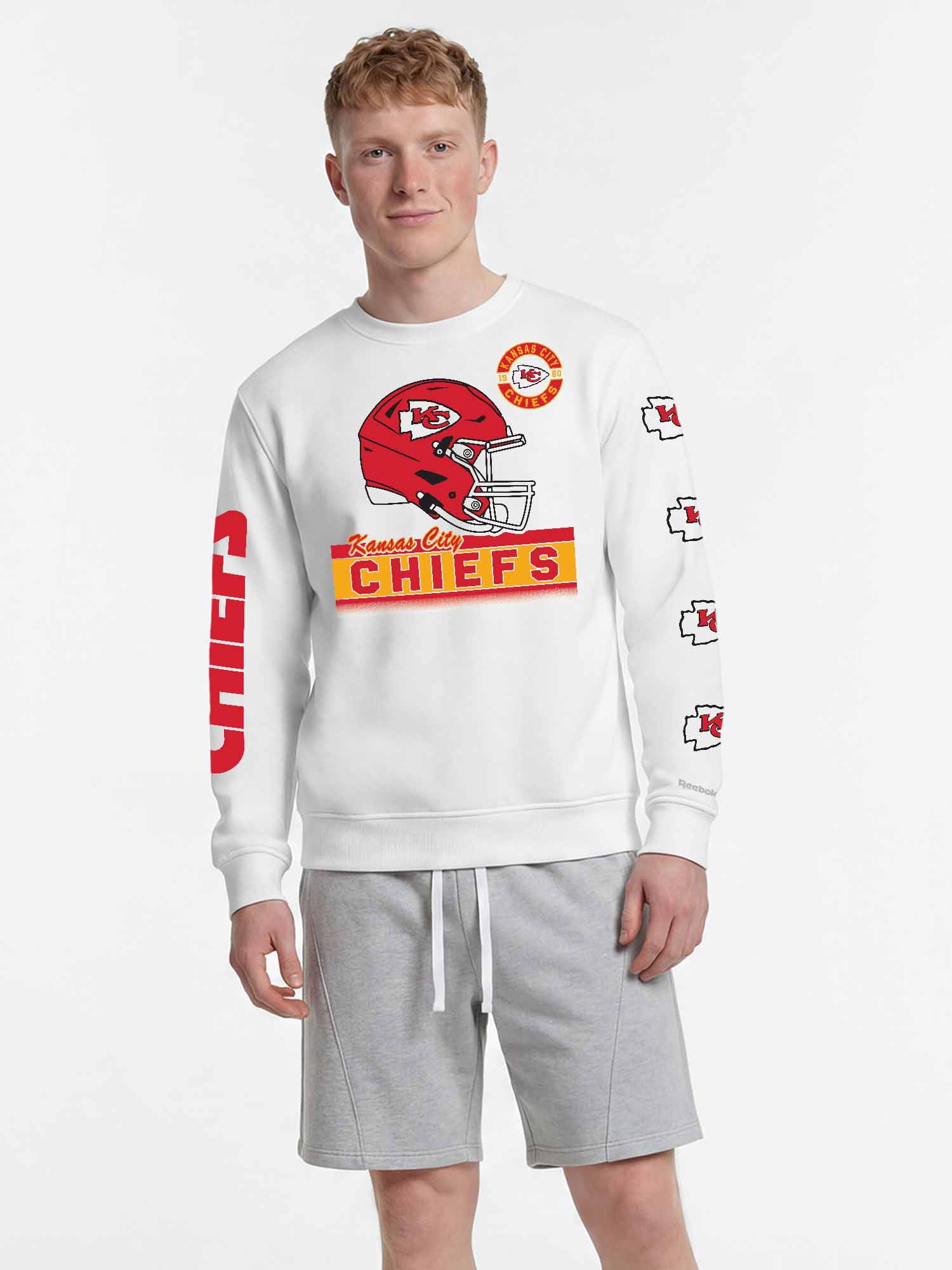 Kansas City Chiefs Reebok Mens White Crew Sweatshirt