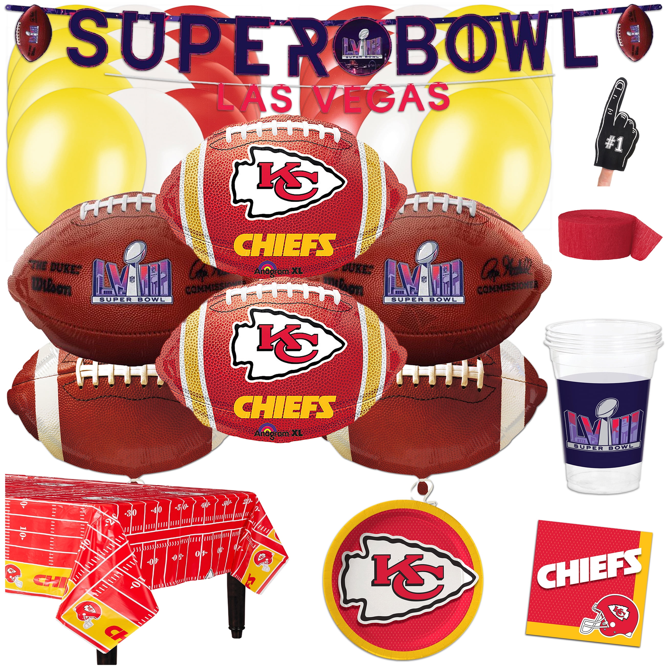 Kansas City Chiefs Super Bowl LVIII 58 Decor 84pc Football Party Pack