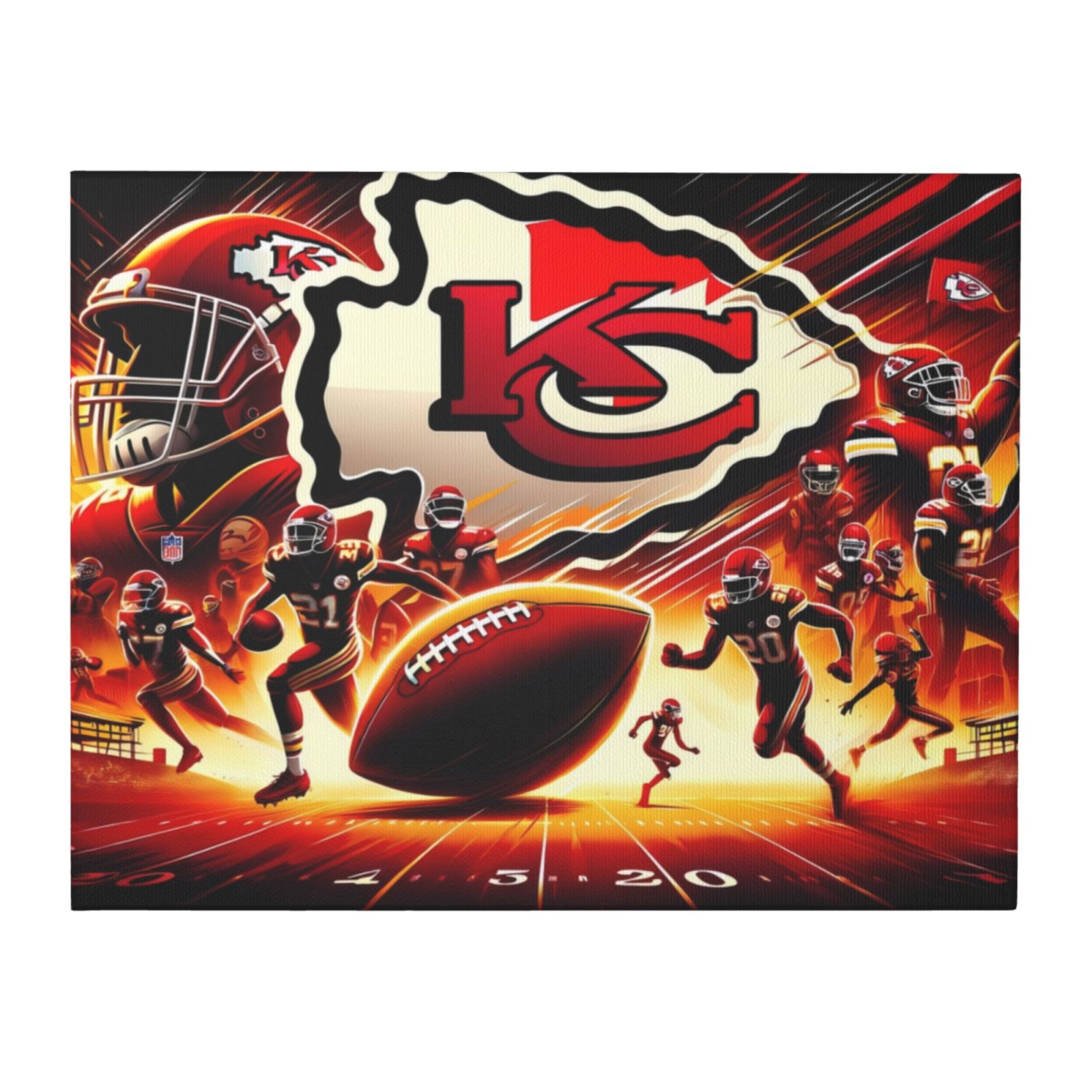 Kansas_City_Chiefs Wall Art Watercolor Wall Decor Canvas Decorated