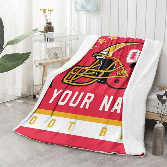 Kansas City Custom Throw Blanket 60 * 80, Throw Blankets Printed with Any Name and Number for Men Women, Personalized Football Gifts for Fans