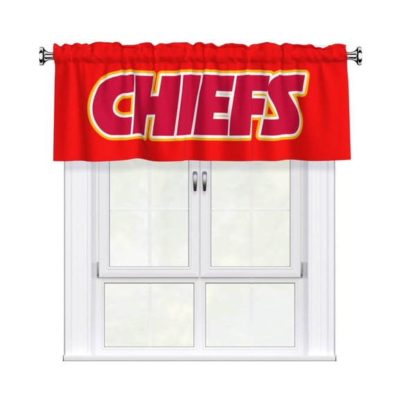 Kansas_City Custom Valance Blackout Curtains 54x18 Inches, Easy To Install, Rod Design Suitable For Decorative Curtains In Kitchen, Bedroom, Living Room, Home Decor Gift For Football Fans