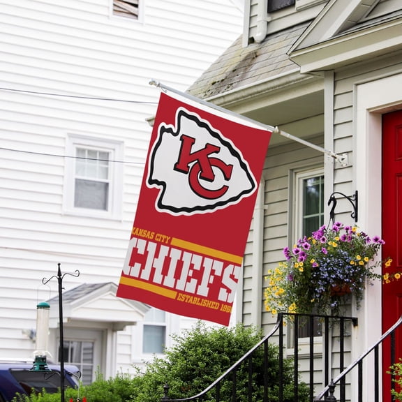 Kansas_City Custom Vertical Double Sided Flag 3x5FT, American Football Team Fans Support Victory Flag for Indoor and Outdoor Garden Wall Decoration