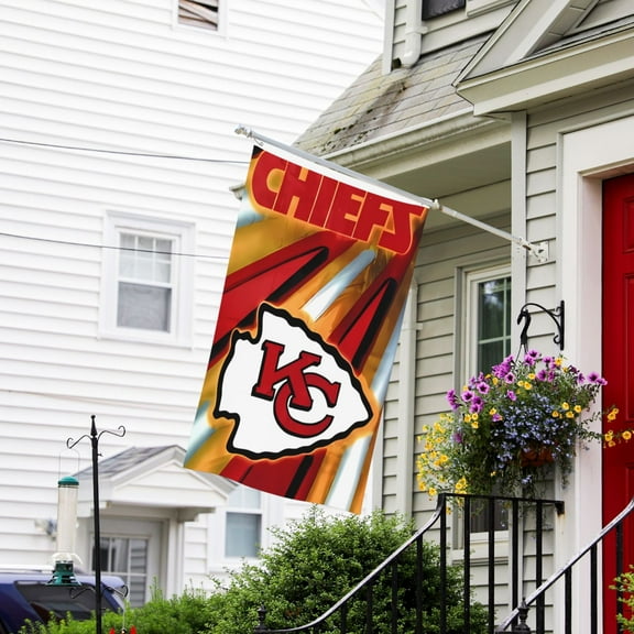 Kansas_City Custom Vertical Double Sided Flag 3x5FT, American Football Team Fans Support Victory Flag for Indoor and Outdoor Garden Wall Decoration