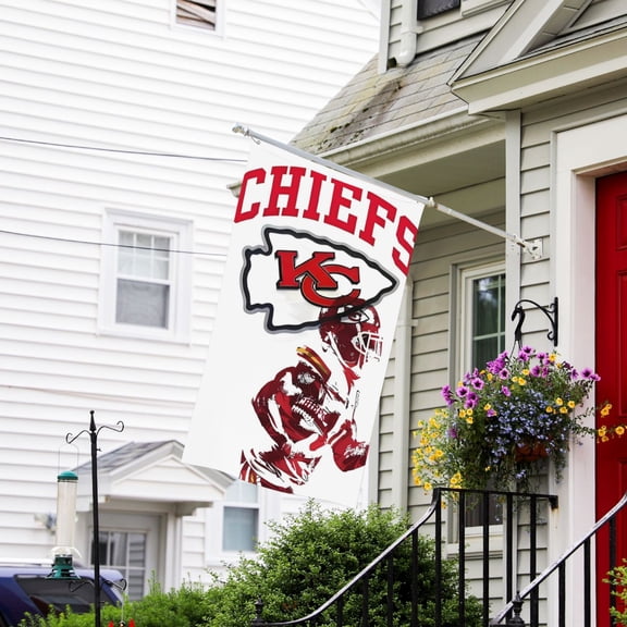 Kansas_City Custom Vertical Double Sided Flag 3x5FT, American Football Team Fans Support Victory Flag for Indoor and Outdoor Garden Wall Decoration