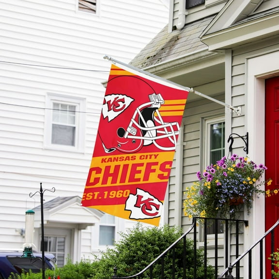 Kansas_City Custom Vertical Double Sided Flag 3x5FT, American Football Team Fans Support Victory Flag for Indoor and Outdoor Garden Wall Decoration
