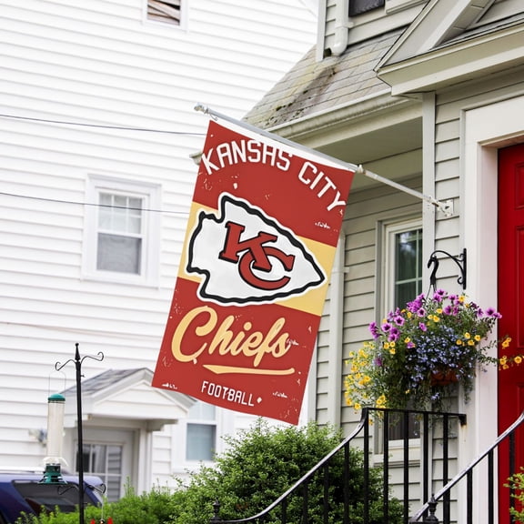Kansas_City Custom Vertical Double Sided Flag 3x5FT, American Football Team Fans Support Victory Flag for Indoor and Outdoor Garden Wall Decoration