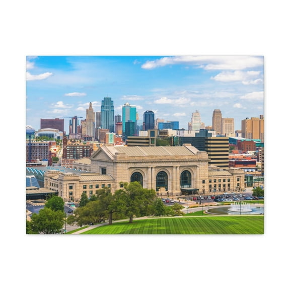 Kansas City Daytime Skyline Canvas Artwork Breathtaking Stunning Cityscape for Home Decor Ready to Hang