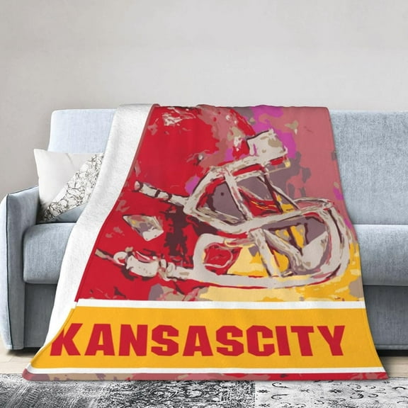 Kansas City Flannel Throw Blanket ，Football Style Pride Paint Travel Blanket Gifts for Men Women Boy Decor Sofa Bed 80"x60"
