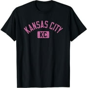 Kansas City KC Arched Text Distressed Pink Print T-Shirt