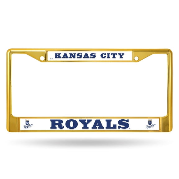 Kansas City KC Baseball Royals Gold Painted Chrome Metal License Plate Frame
