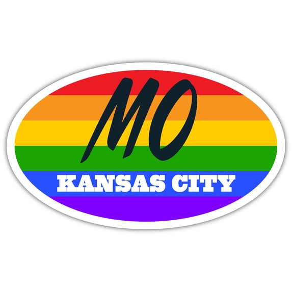 Kansas City MO Missouri Jackson County Rainbow Pride Flag 6 Stripes Pride Flag Euro Decal Bumper Sticker 3M Vinyl 3" x 5"